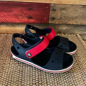 Croc Navy And Red Crocband Sandals Size J1‎